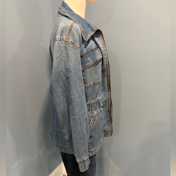 Knox Rose Fitted Waist Denim Zip Front Utility Jacket Size S - Picture 8 of 9